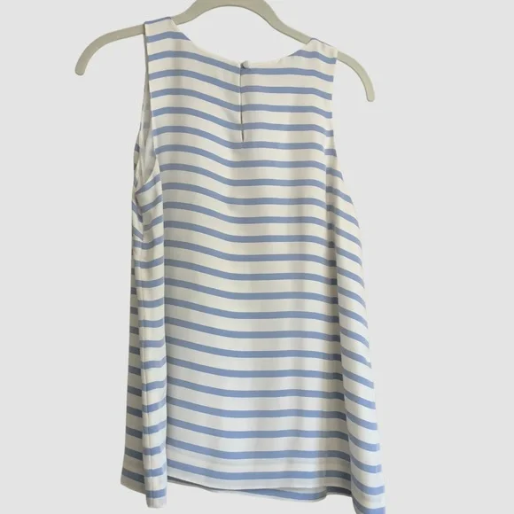 J Crew NWOT Light Blue White Striped Silk Sleeveless Lined Shell Top SZ 8 - Picture 4 of 11